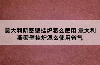 意大利斯密壁挂炉怎么使用 意大利斯密壁挂炉怎么使用省气